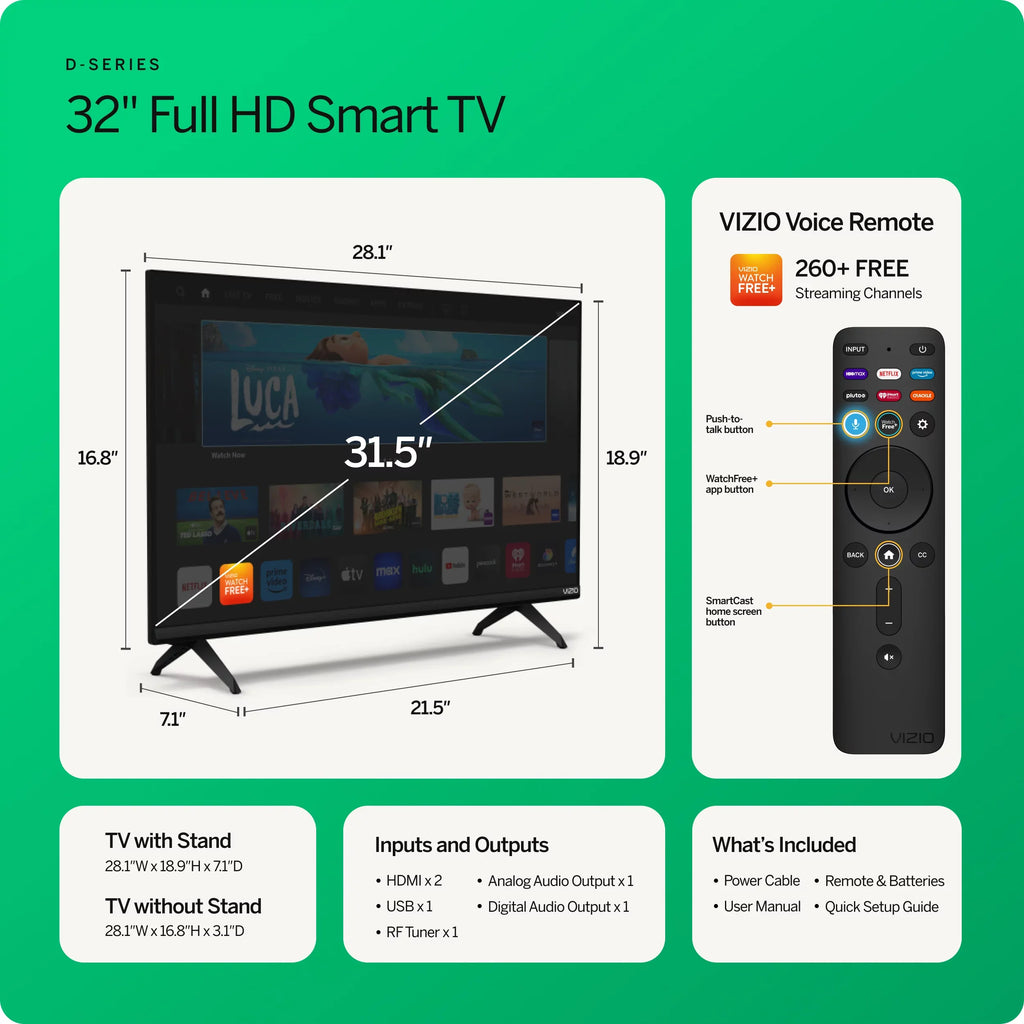 Restored VIZIO 32" Class D-Series FHD LED Smart TV NEW 2023 (Online Only) D32fM-K01 [Refurbished]