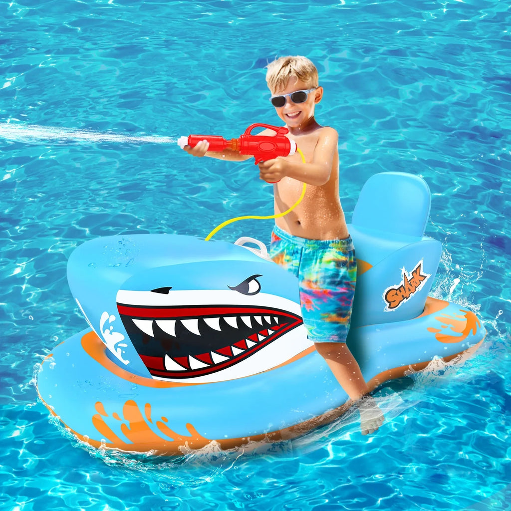 Pool Floats for Kids,Shark Ride-on Pool Toys with Fluid for Kid Pool Game Boys Girls Age 3-12