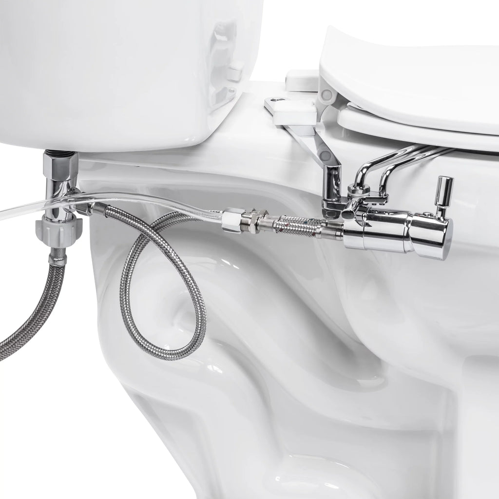 Brondell Side-Mounted All Metal Attachable Bidet with Adjustable Spray Wand, Dual Temperature in Silver