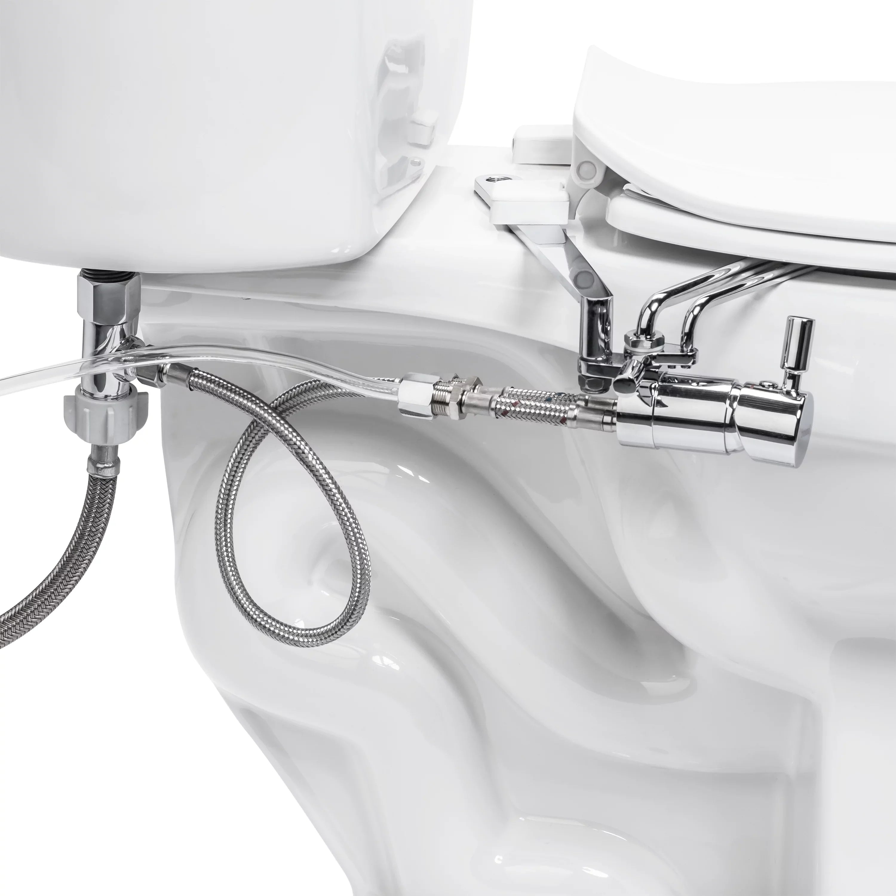 Brondell Side-Mounted All Metal Attachable Bidet with Adjustable Spray Wand, Dual Temperature in Silver