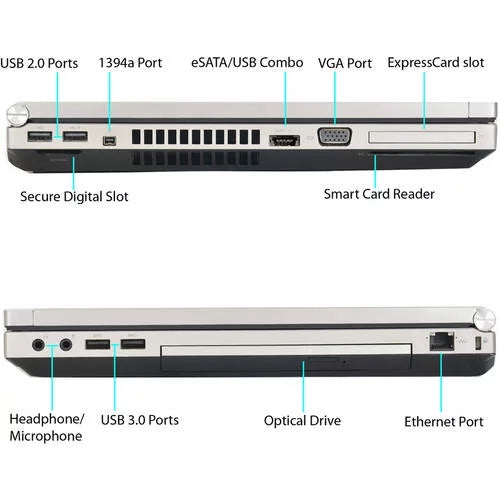 Second-hand 15.6" EliteBook 8570P Portable computer PC with Core i7-3720QM Processor, 8GB Memory, 750GB Hard Drive and Windows 10 Pro