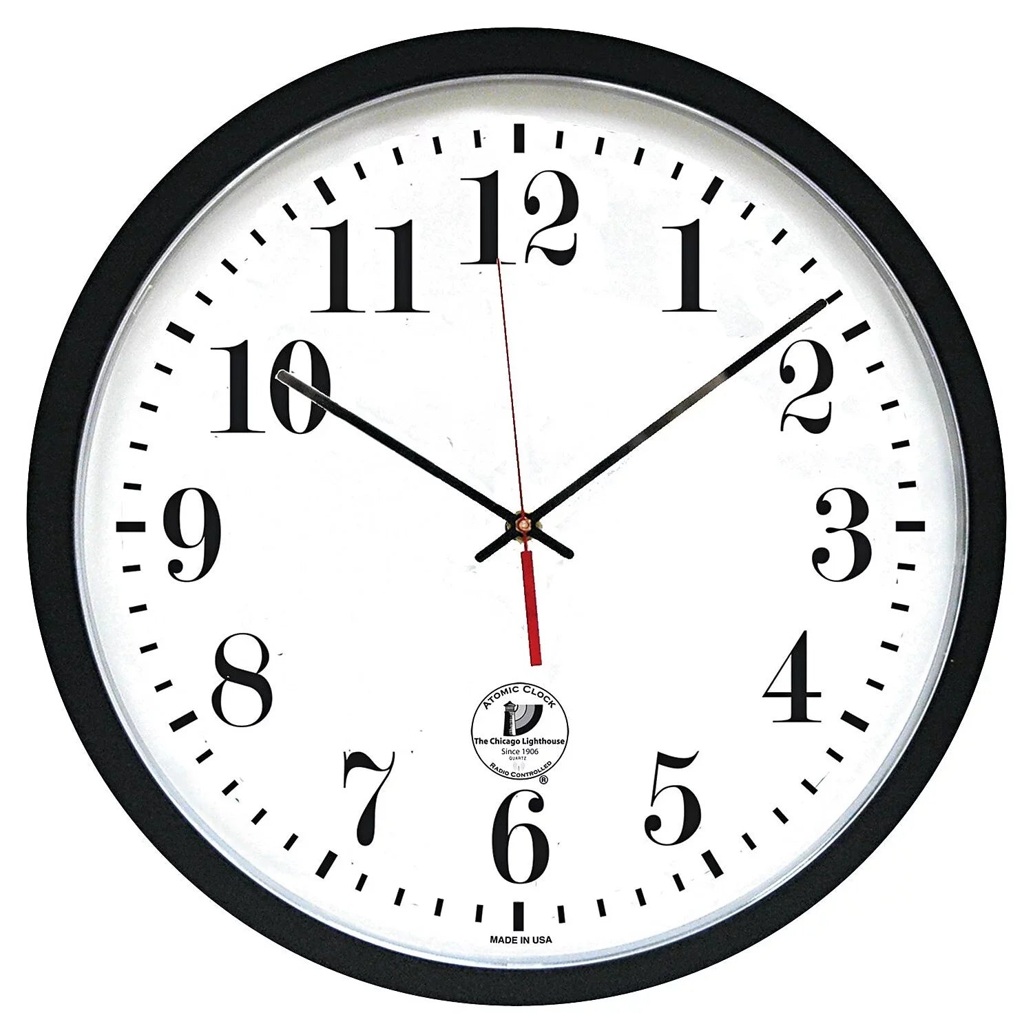 Chicago Lighthouse 67403302 Black ATOMIC Contemporary Clock