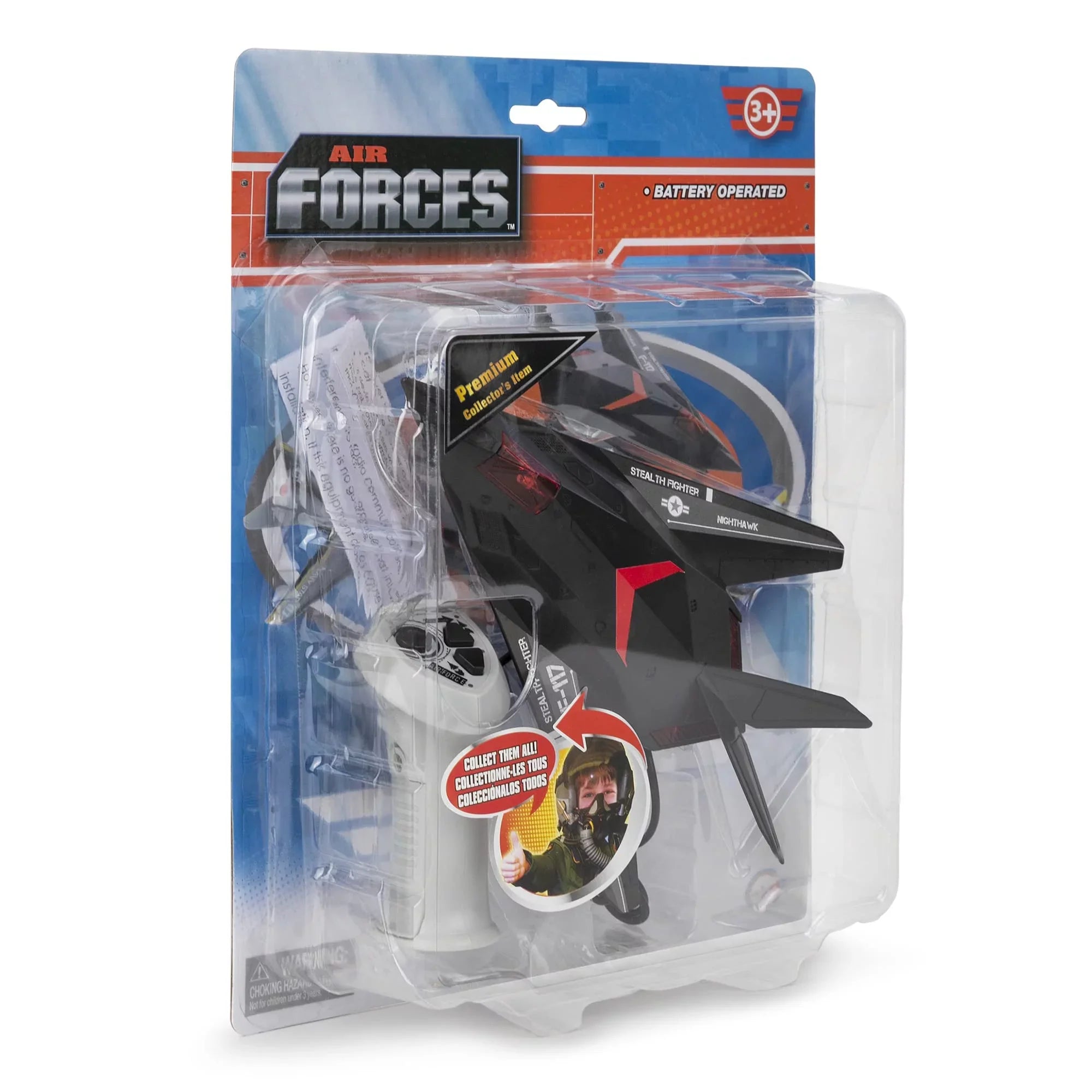 Playkidiz Wired Remote Control Plane, with Lights & Sounds Stealth Fighter Airplane Toy with 43" Wire, Ages 3+, Perfect for Toddlers