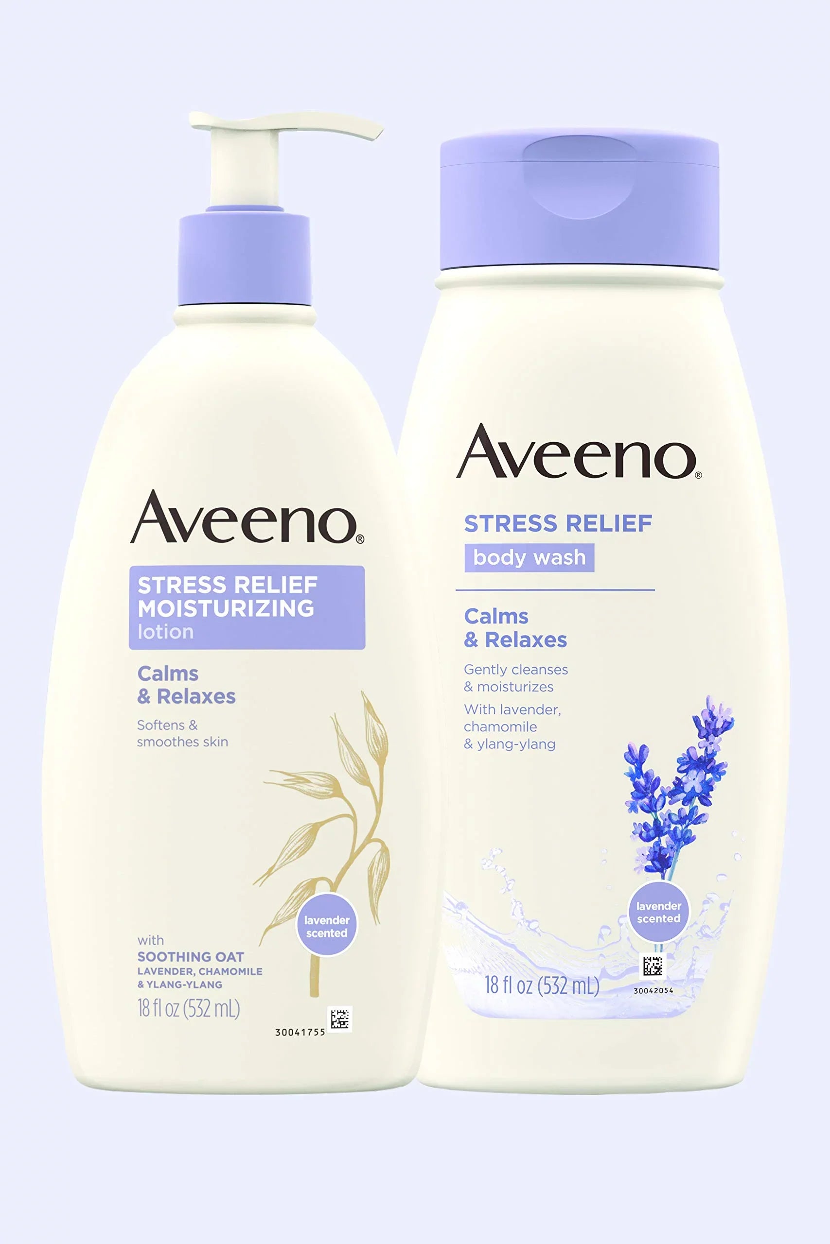 Aveeno Stress Relief Moisturizing Body Lotion With Lavender, Natural Oatmeal And Chamomile & Ylang-Ylang Essential Oils To Calm & Relax, 18 Fl. Oz