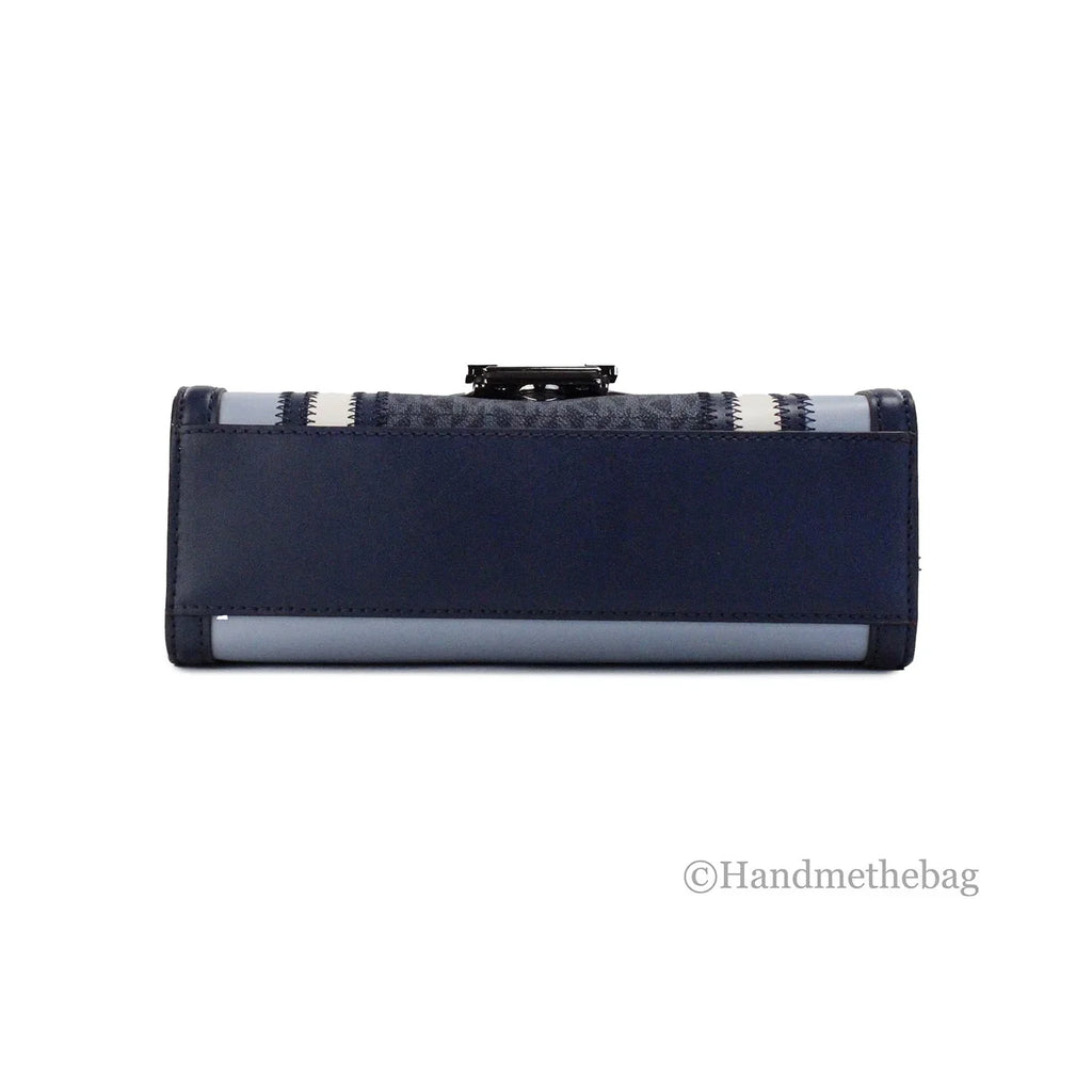 Michael Kors Whitney Medium Navy PVC Flap Chain Shoulder Bag Purse