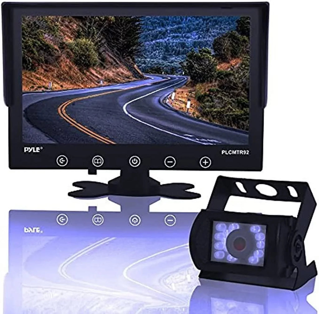 Pyle Car Truck Reverse Parking Fluid Rearview Camera Kit W/ 9" LCD Display Monitor, 12-24V