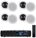 Rockville 4-Room Home Ceiling Speaker System w/ (8) 8" Speakers+4-Zone Receiver