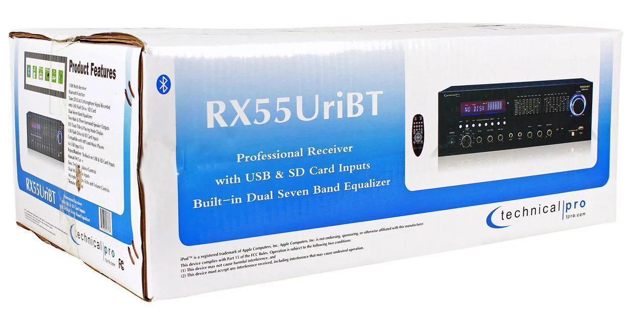 Technical Pro RX55URIBT Home Theater Bluetooth Receiver+(2) 8" Ceiling Speakers