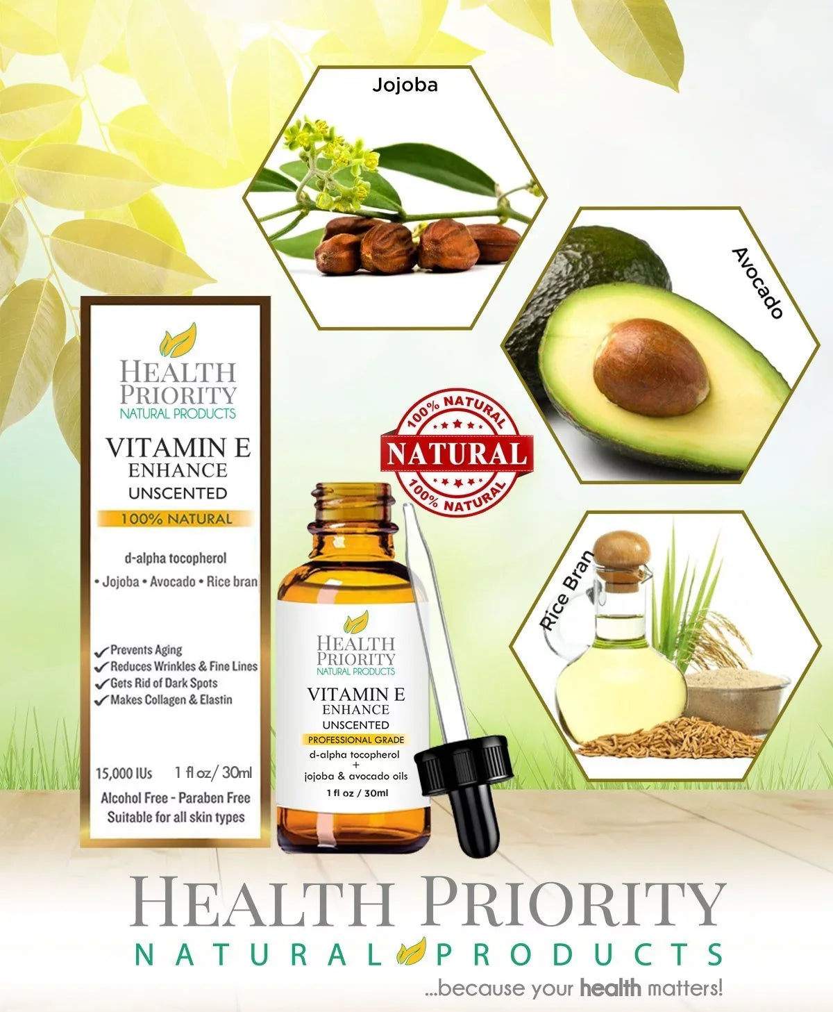 Organic Vitamin E Oil - Small Batch, Handmade in the USA - Unscented, 0.5 oz