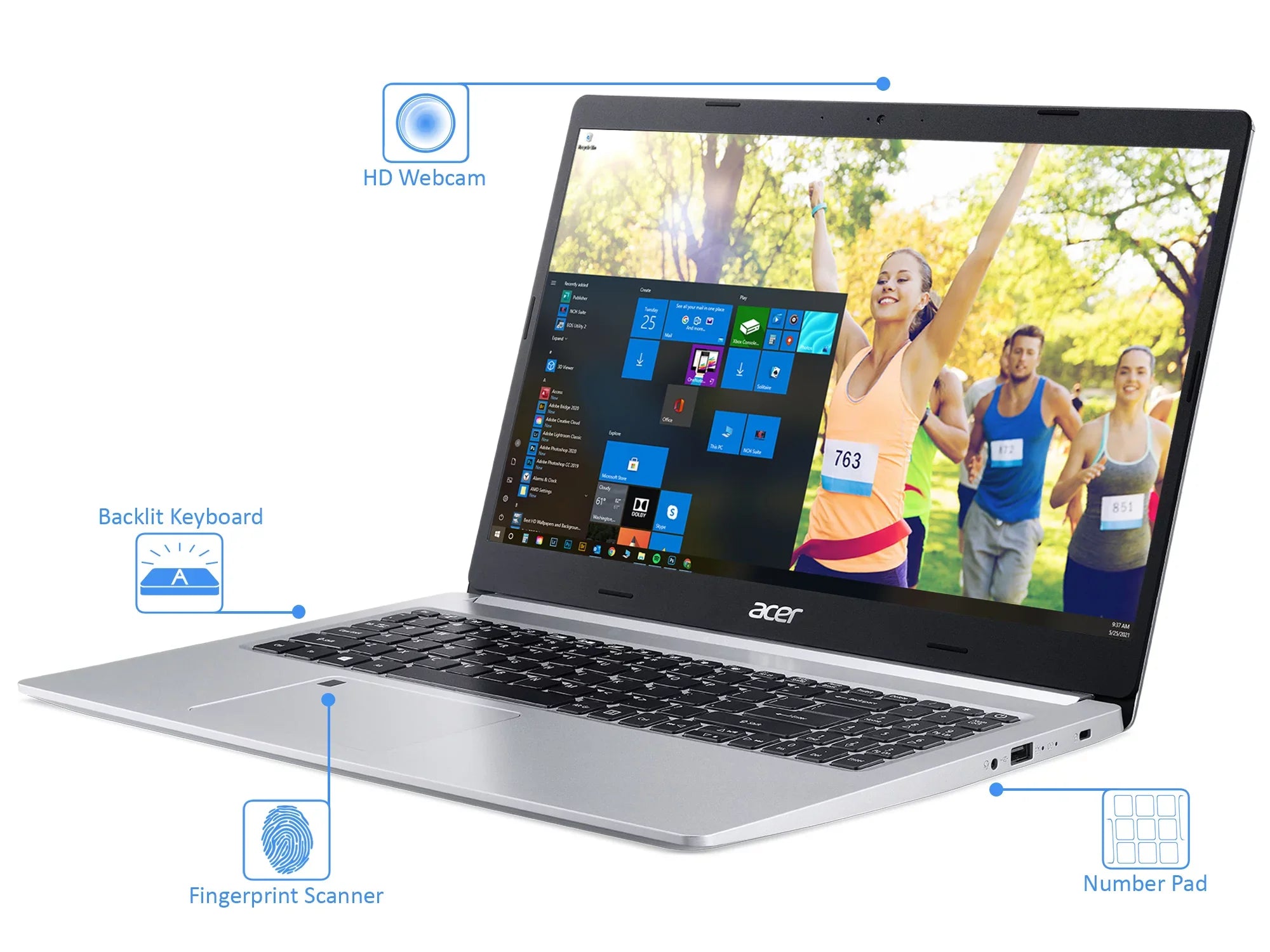 Aspire 5 Mobile pc 15.6" IPS FHD Display, Ryzen 3 3350U Upto 3.5GHz, 4GB RAM, 512GB NVMe SSD, Vega 3, HDMI, Wi-Fi, Bluetooth, Windows 10 Pro S