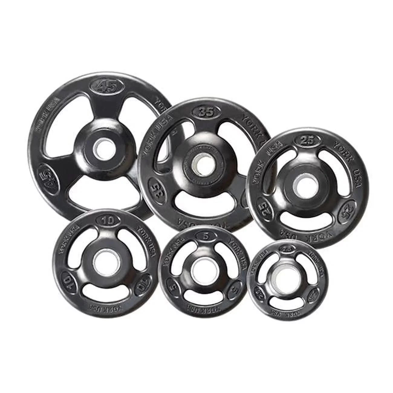 York Barbell 29013 Grip Steel Composite Olympic Iron Plate, Black - 25 lbs