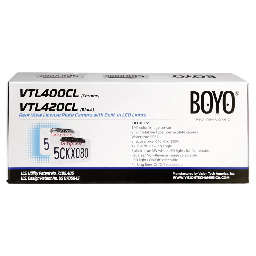 BOYO VTL420CL - Bar-Type License Plate Backup Camera with Parking Lines and LED Lights (Black)