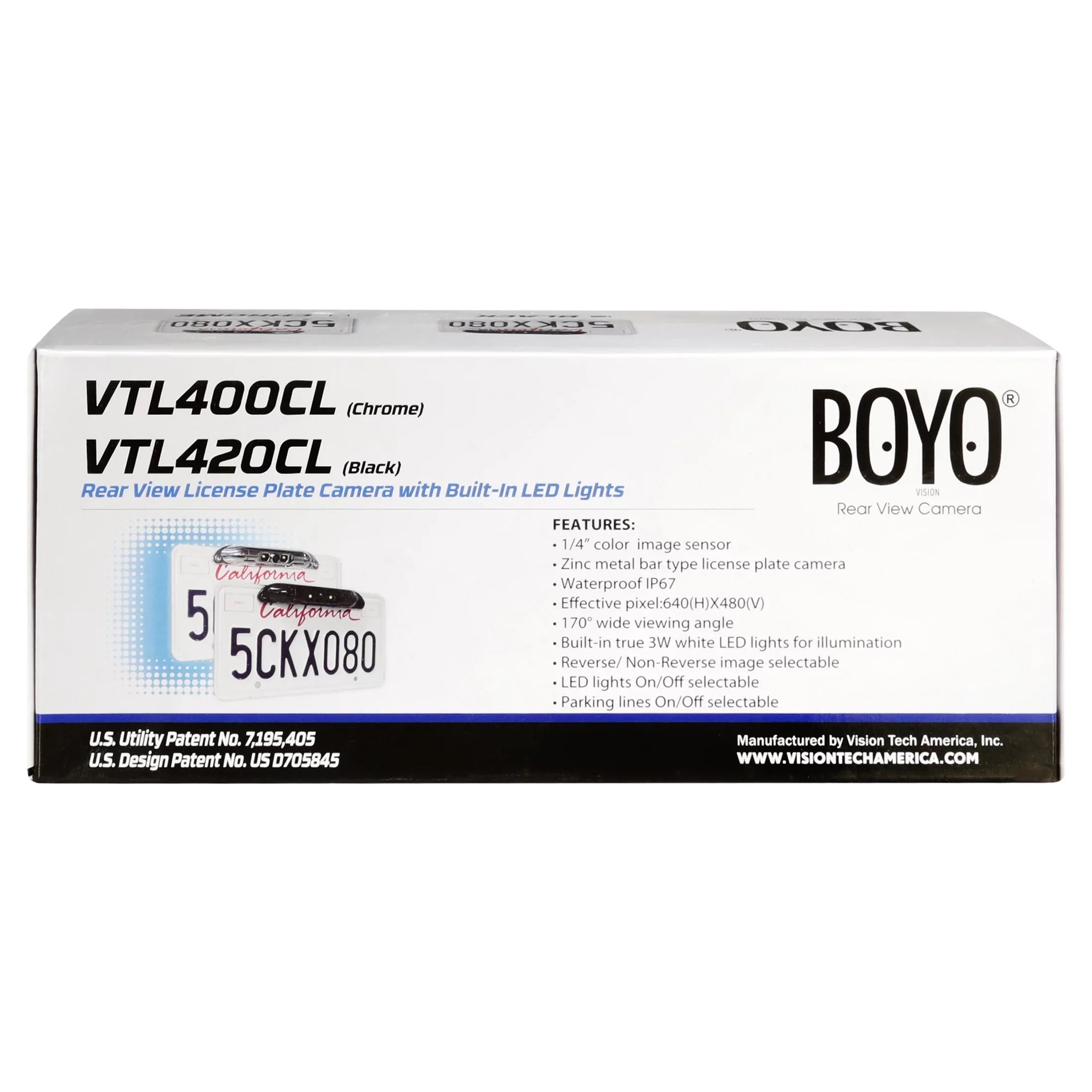 BOYO VTL420CL - Bar-Type License Plate Backup Camera with Parking Lines and LED Lights (Black)