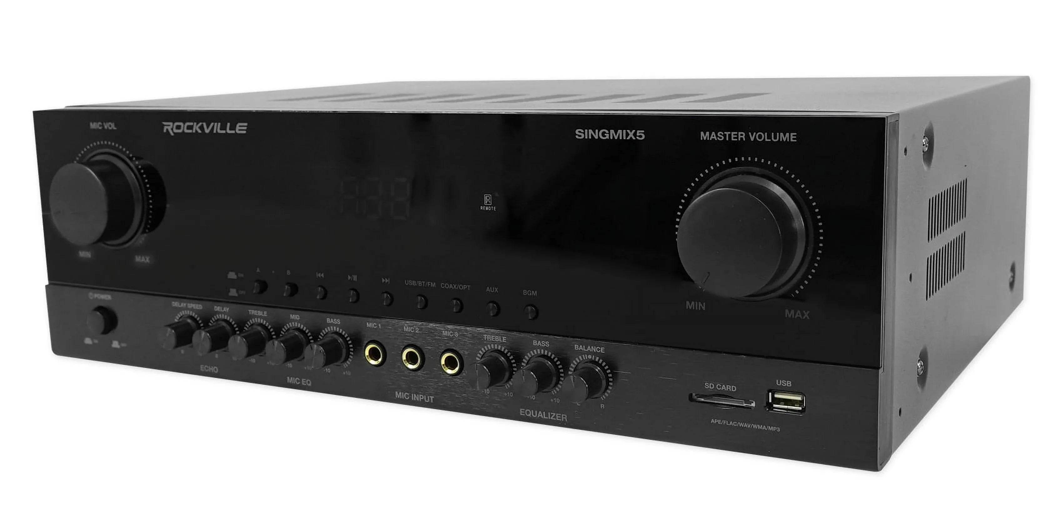 Rockville SINGMIX 5 2000w Bluetooth Home Receiver Mixer+(2) Black Tower Speakers