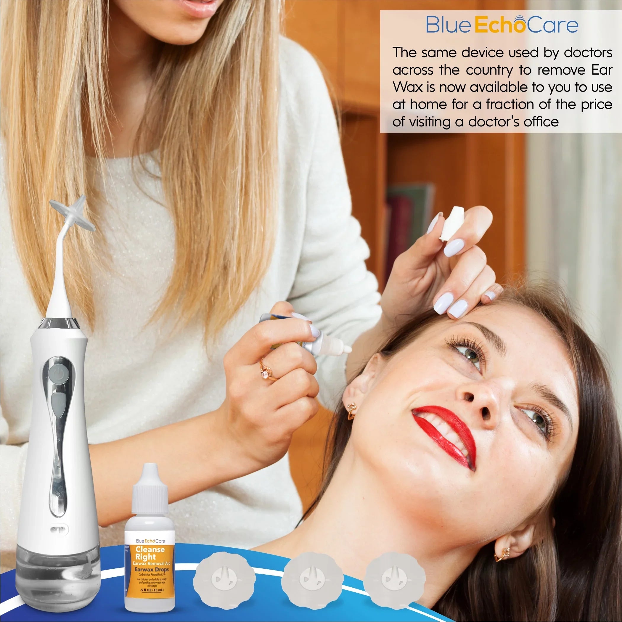 Cleanse Right - Electronic Ear Wax Remover- Includes USA MADE Ear Drops, 3 USA MADE REUSABLE, DISHWASHER FRIENDLY TIPS, ear cleaner system, device, ear wax removal tool kit
