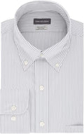 Van Heusen Mens Dress Shirt Regular Fit Pinpoint Stripe 16.5 Neck 34-35 Sleeve Iced Grey