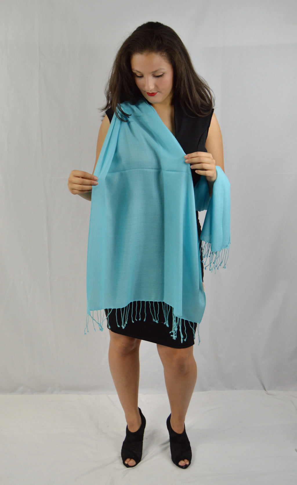 Fancy Shawl/Sheer Shawl/Summer Fluid Pashmina Shawl/Light weight Shawl/Evening Shawl/Pashmina Shawl/Scarf/Scarves (Tiffany Blue Regular Shawl)
