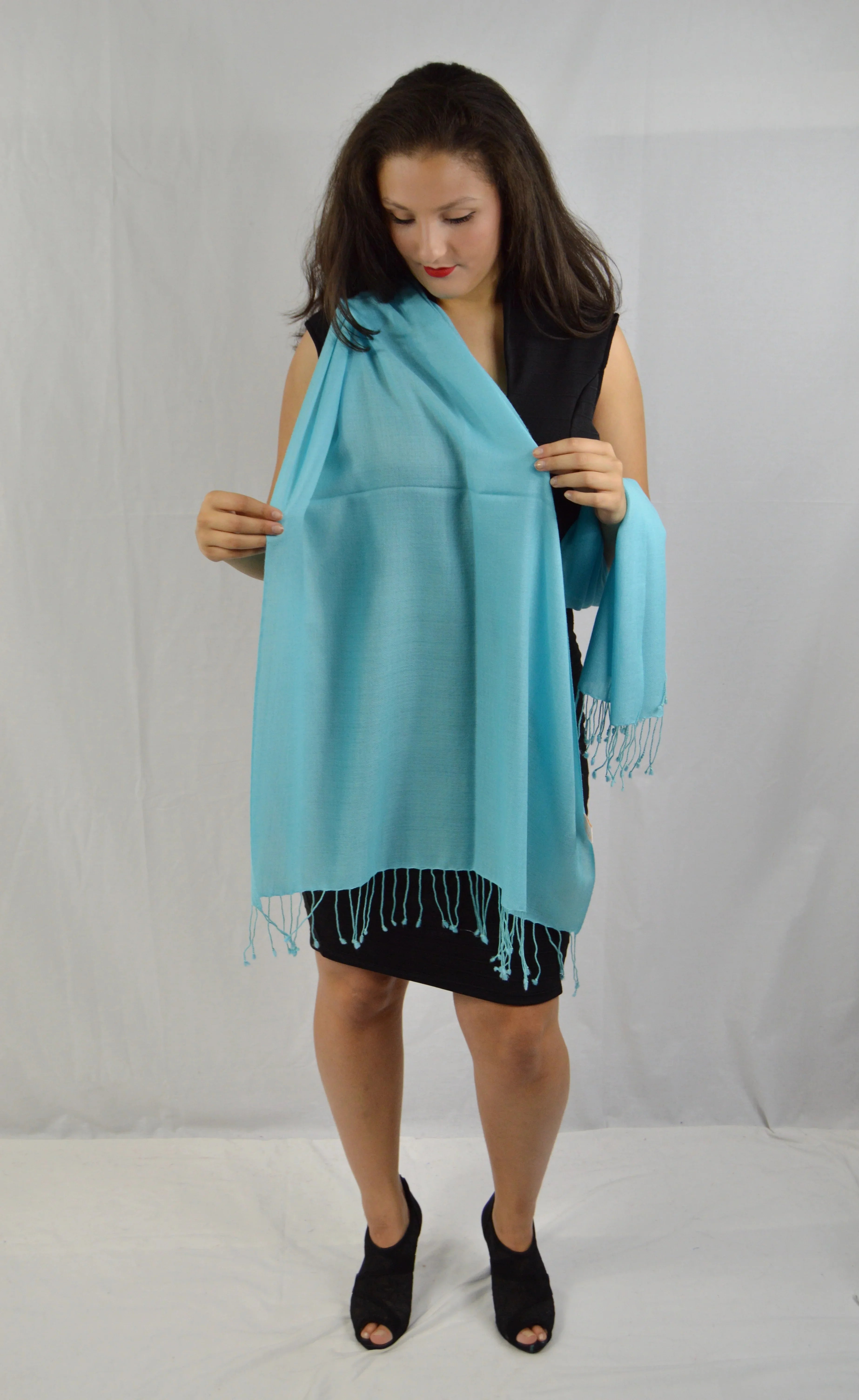 Fancy Shawl/Sheer Shawl/Summer Fluid Pashmina Shawl/Light weight Shawl/Evening Shawl/Pashmina Shawl/Scarf/Scarves (Tiffany Blue Regular Shawl)