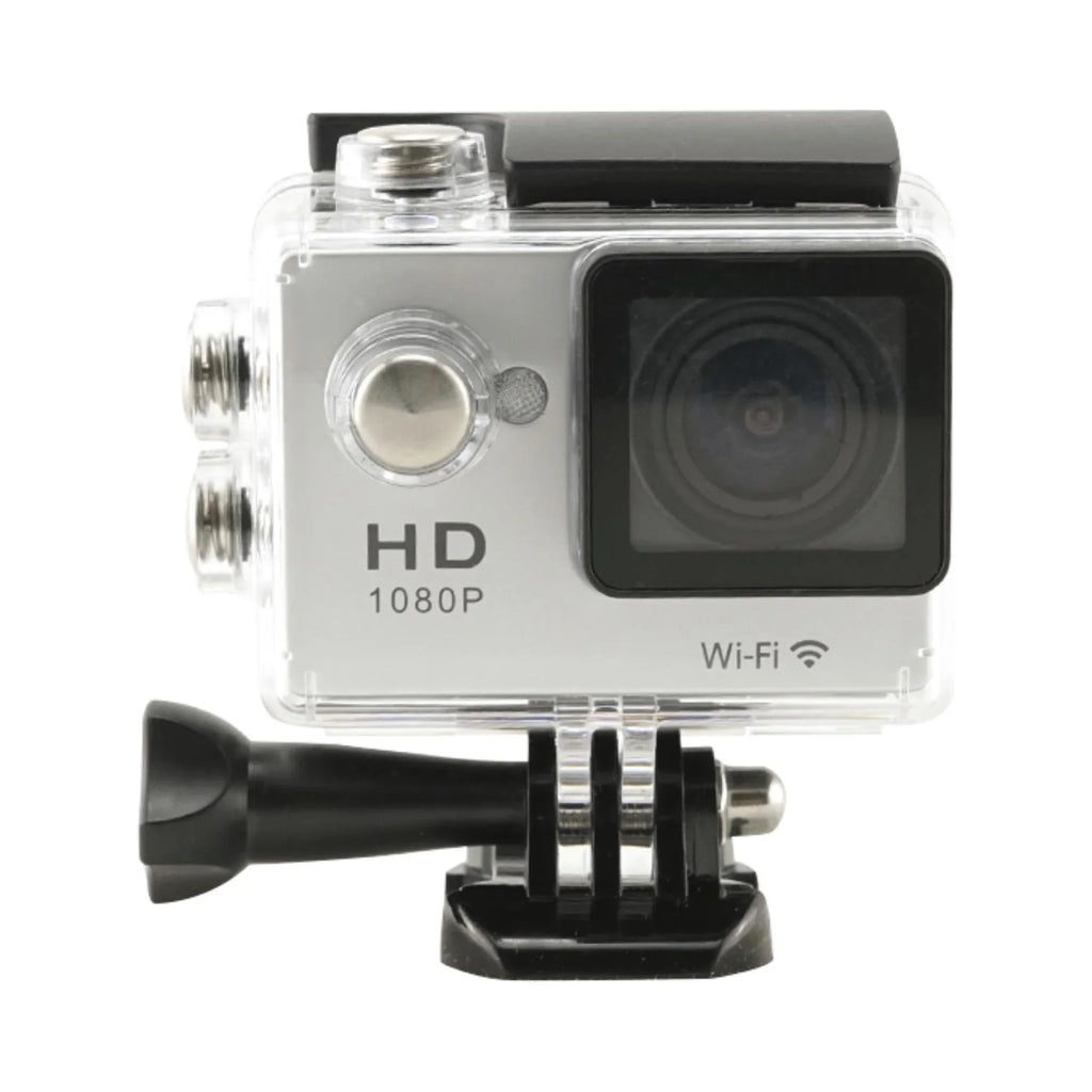 Capture Every Adventure with Our Liquid WiFi Action Camera - 1080P Video, Clear Sound Recording, and Long-lasting Silver Case
