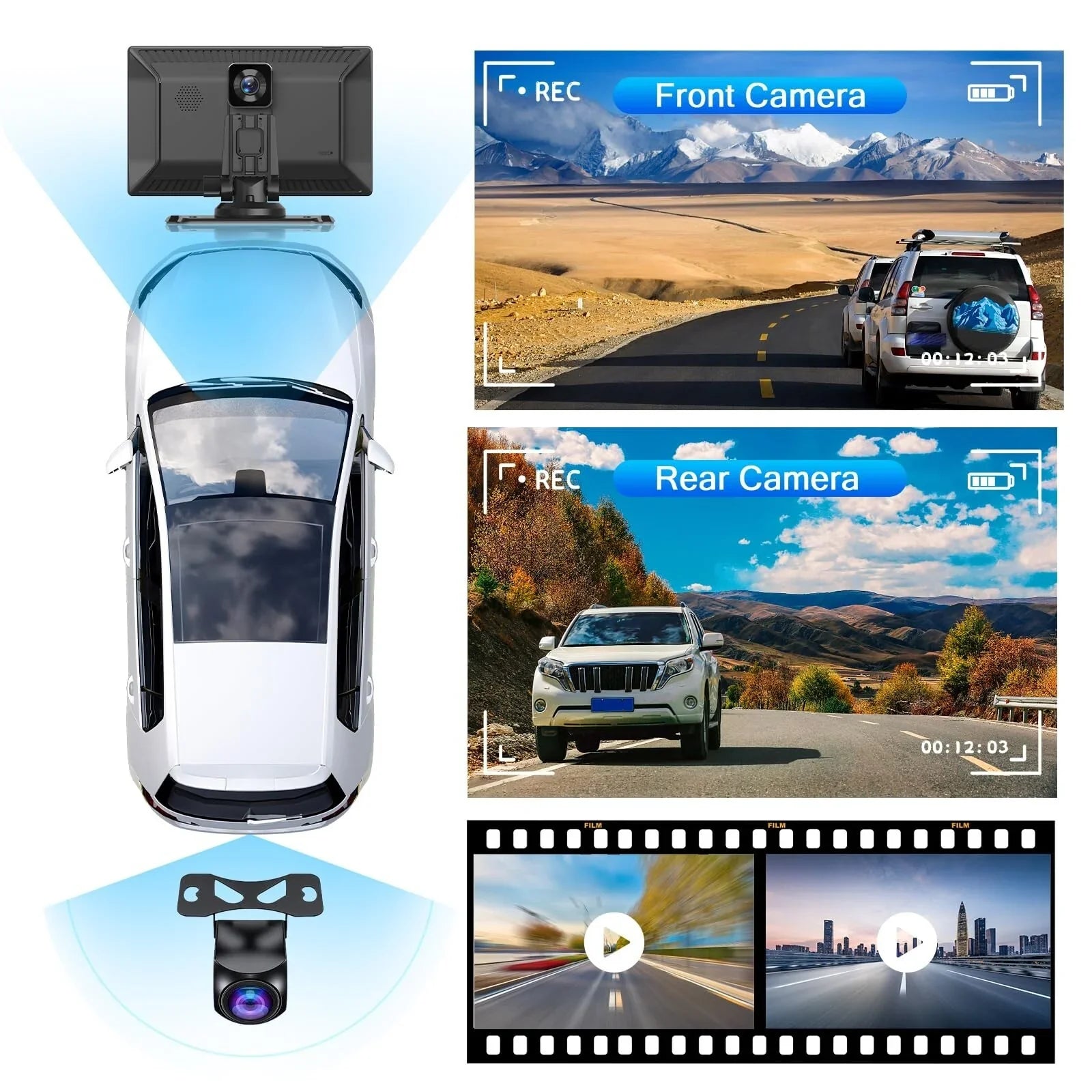 9 Inch Wireless Carplay Car Stereo, Touch Car Play Display Audio Car Radio Receiver, 2.5K Dash Cam,1080p Backup Camera DVR, Drive Mate Carplay Navigation, Multimedia Player
