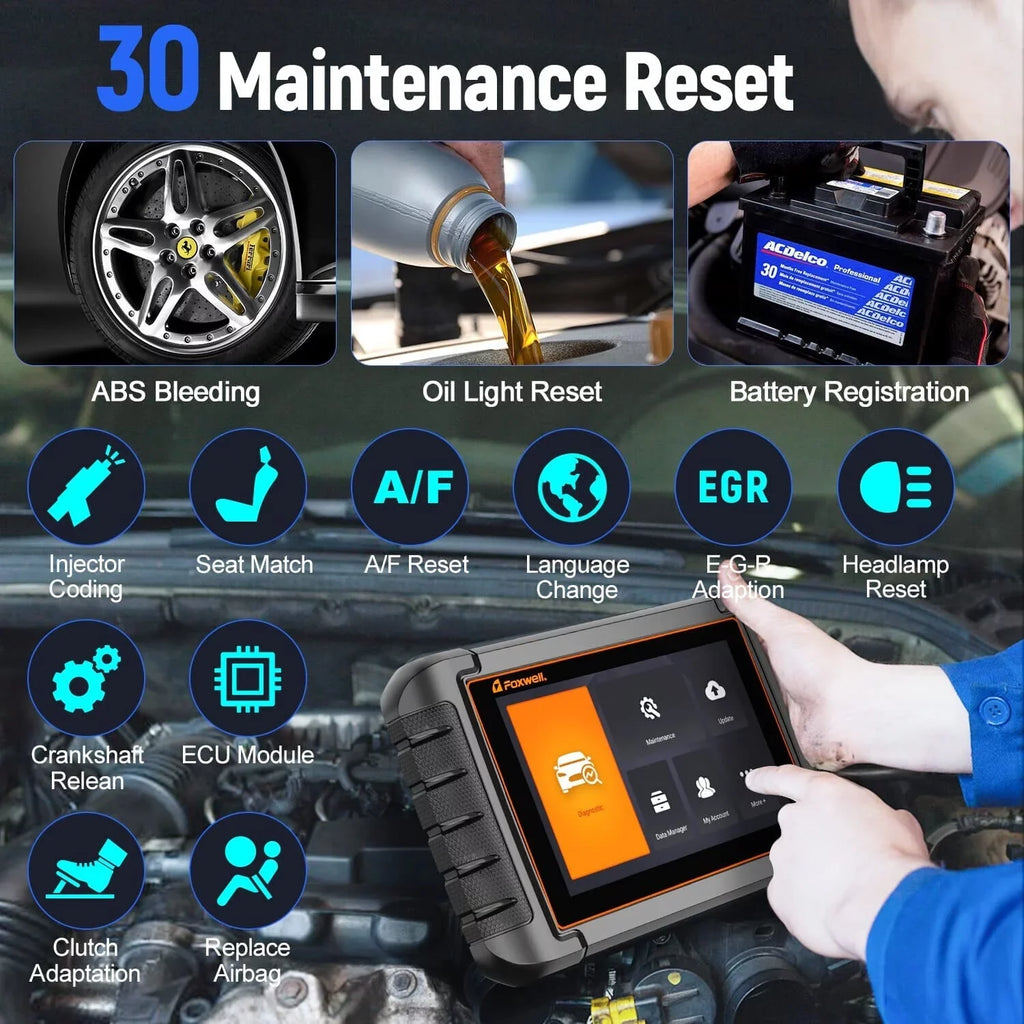 FOXWELL NT710 OBD2 Scanner Code Reader Bi-directional Scan Diagnostic Tool Relearn Coding Reset TPMS fit for BMW