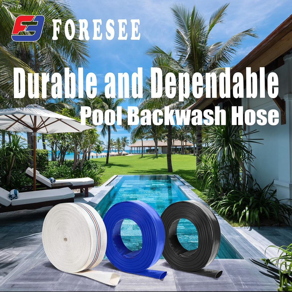 Heavy-duty PVC Lay-Flat Fluid Hose - High tensile strength fiber reinforcement for pool equipment