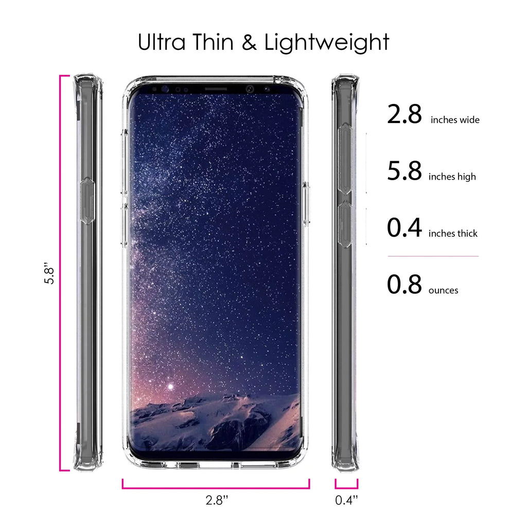 DistinctInk Clear Shockproof Hybrid Case for Galaxy S9 (5.8" Monitor - TPU Bumper, Acrylic Back, Tempered Glass Display Protector - Faith / Hope / Love - Black & White - Christ