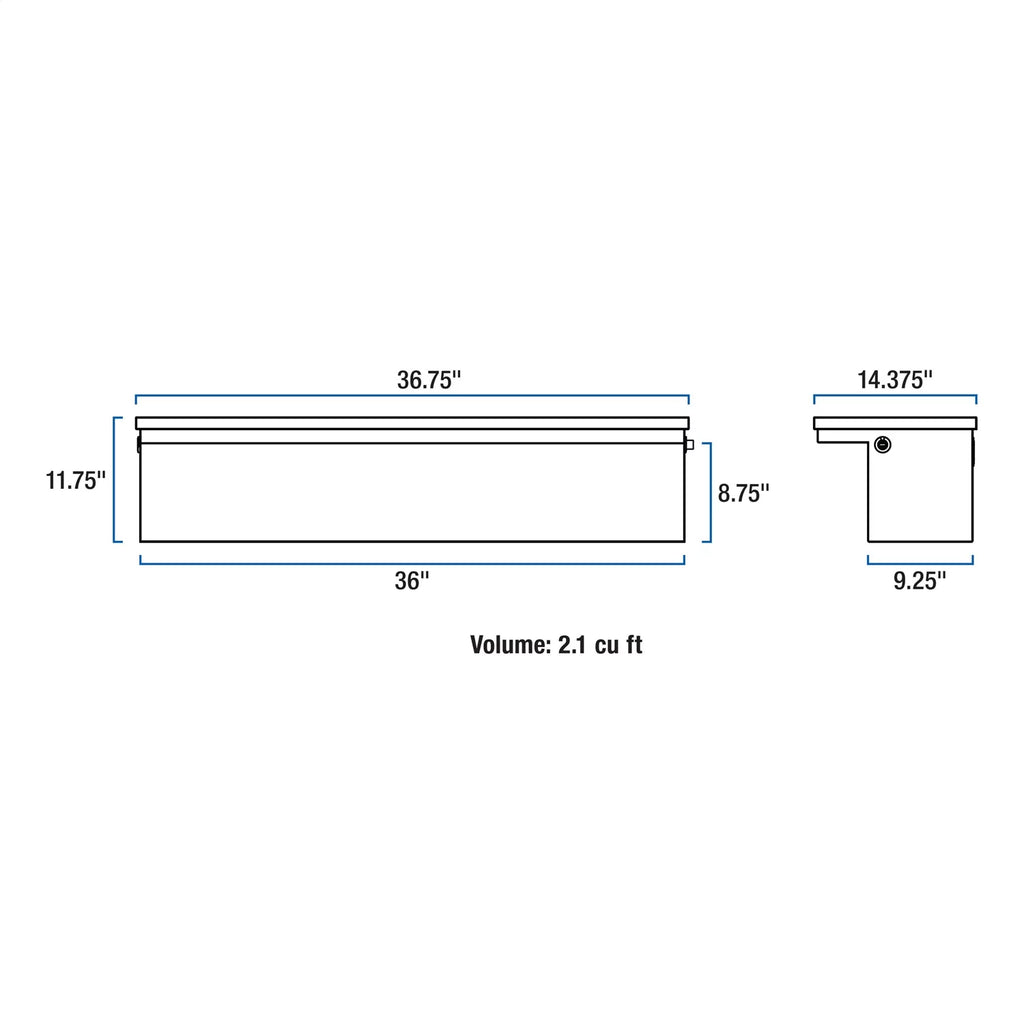 UWS Gloss Black Aluminum 36" Truck Side Tool Box, Low Profile (LTL Shipping)