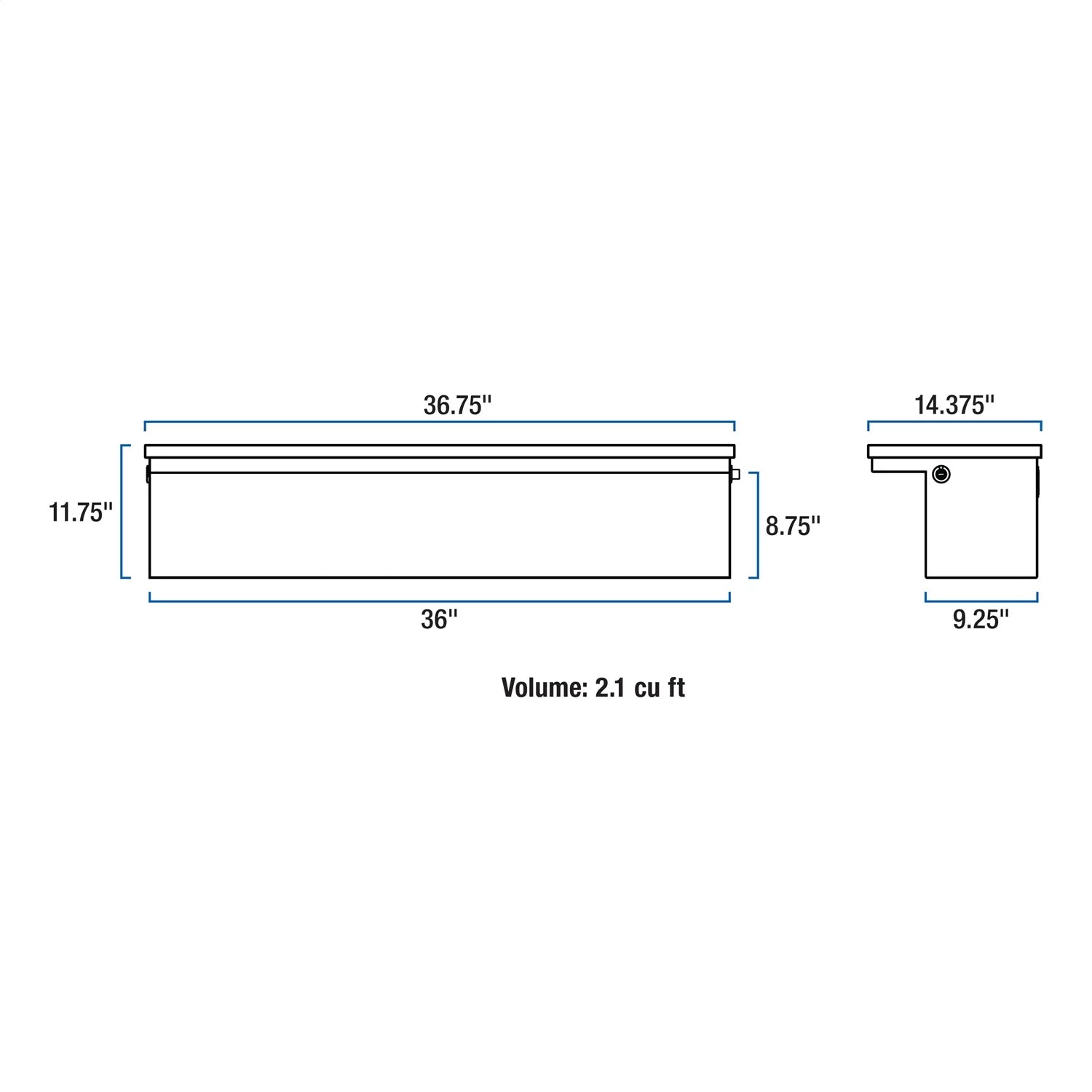 UWS Gloss Black Aluminum 36" Truck Side Tool Box, Low Profile (LTL Shipping)