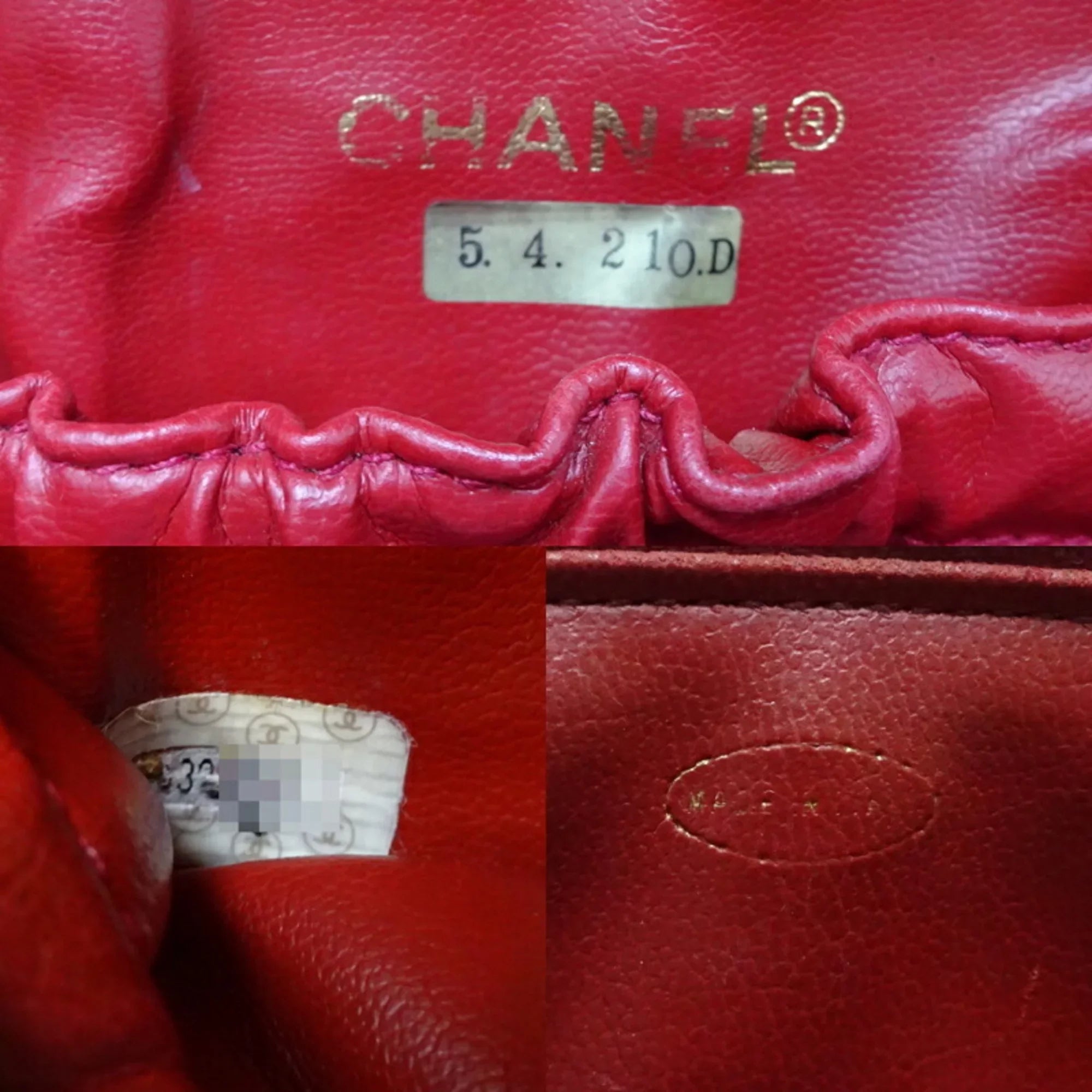 Pre-Owned Chanel Vanity Bag Ladies Handbag Caviar Skin Red (Good)