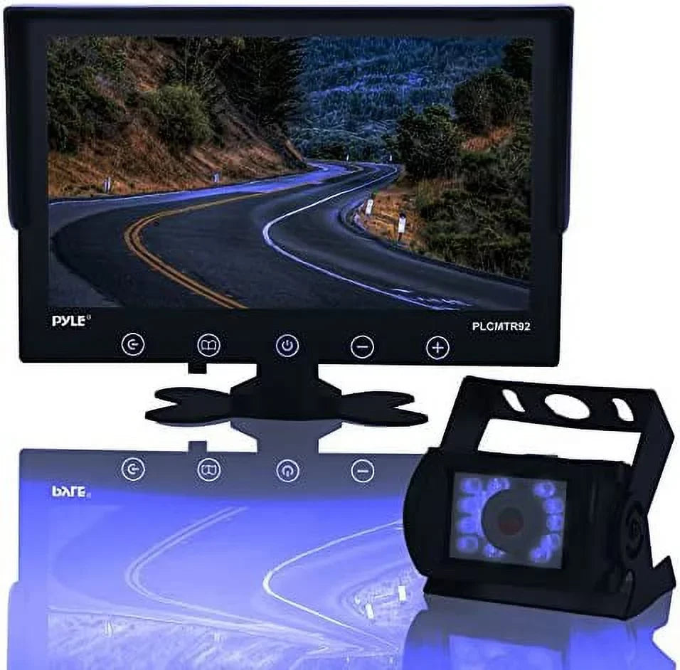 Pyle Car Truck Reverse Parking Fluid Rearview Camera Kit W/ 9" LCD Display Monitor, 12-24V