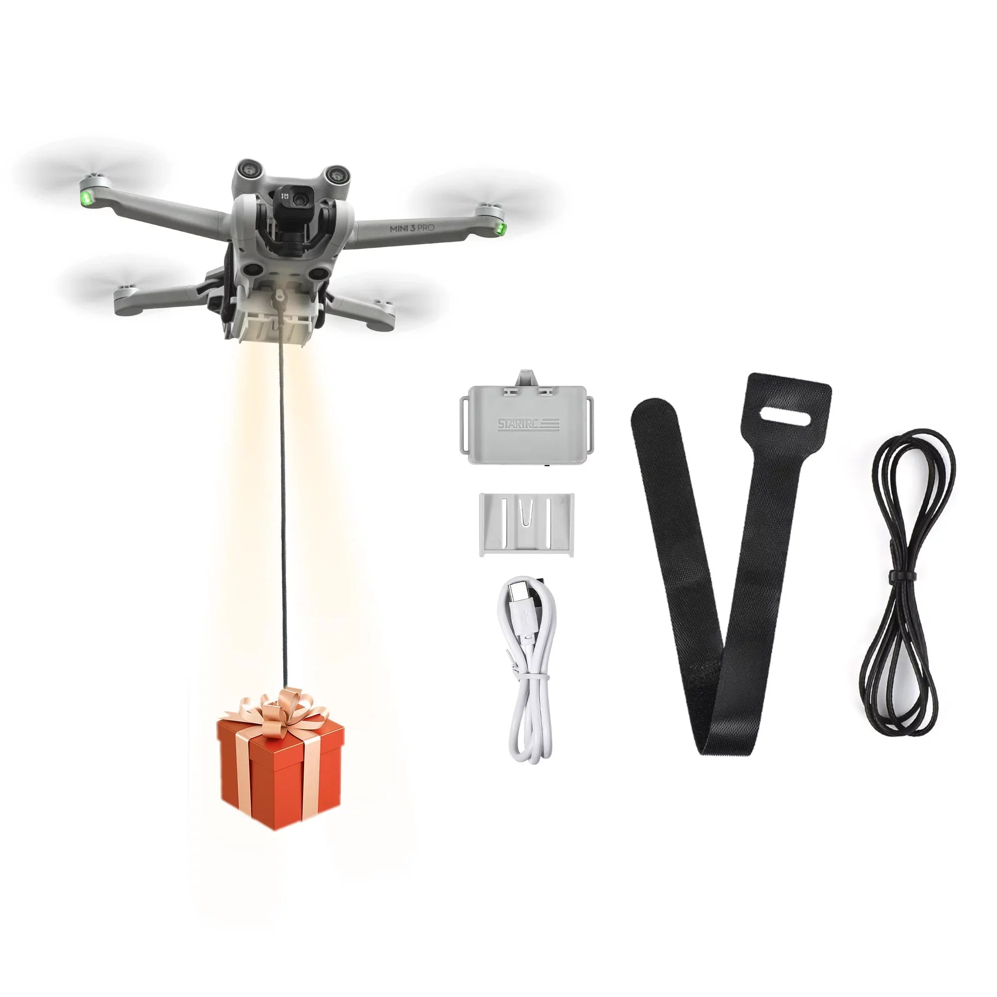 Airdrop Device for DJI Mini 3 and Mini 3 Pro Drone Accessories Payload Delivery Transport Device Fishing Drone, Drop Fishing Line, Wedding Scene, Search&Rescue