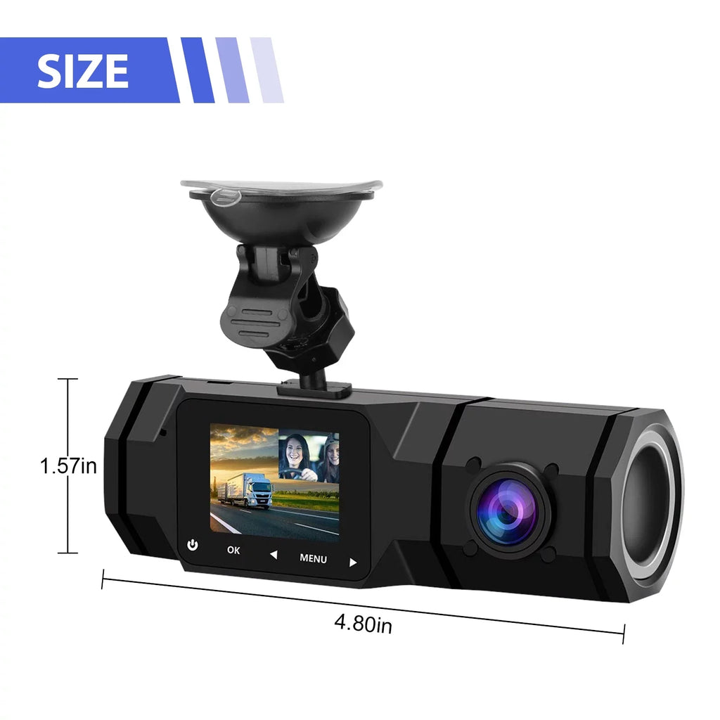 TSV Dual Dash Cam, FHD 1080P Front Interior Dual Dash Camera IR Night Vision Dashcam, Driving Recorder for Car, Taxi with Loop Recording, G-Sensor, Parking Mode