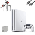 PlayStation 4 Pro 1TB White Gaming Console + Gaming Earbuds With Microphone BOLT AXTION Bundle Like New