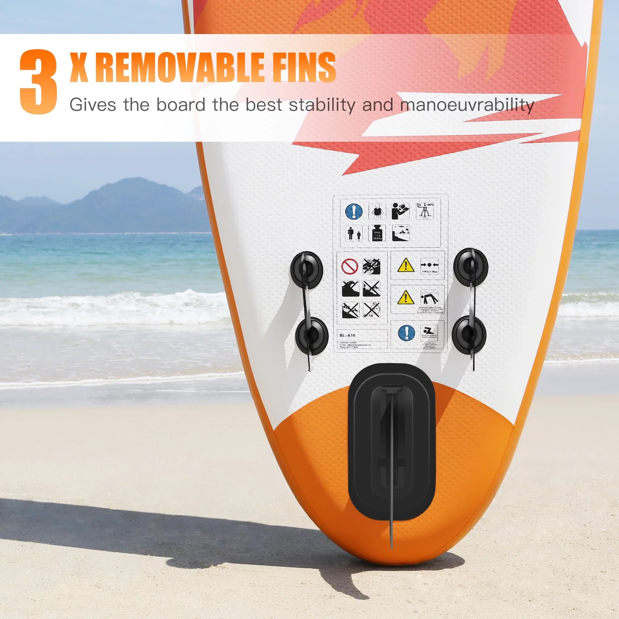 Famistar 10' Inflatable Stand Up Paddle Board (6"Thick) with SUP/ 3 Pins | Wide Stance, Bottom Fin for Paddling, Surf Control, Non-Slip Deck |Youth & Adult Standing Boat-Orange