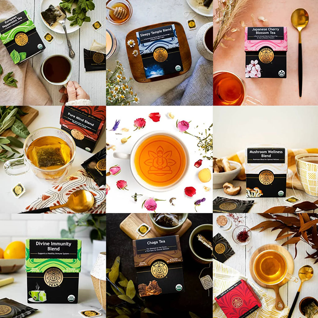 Buddha Teas Organic Turmeric Ginger Tea Bags Antioxidant Herbal Detox Drink 3 Boxes