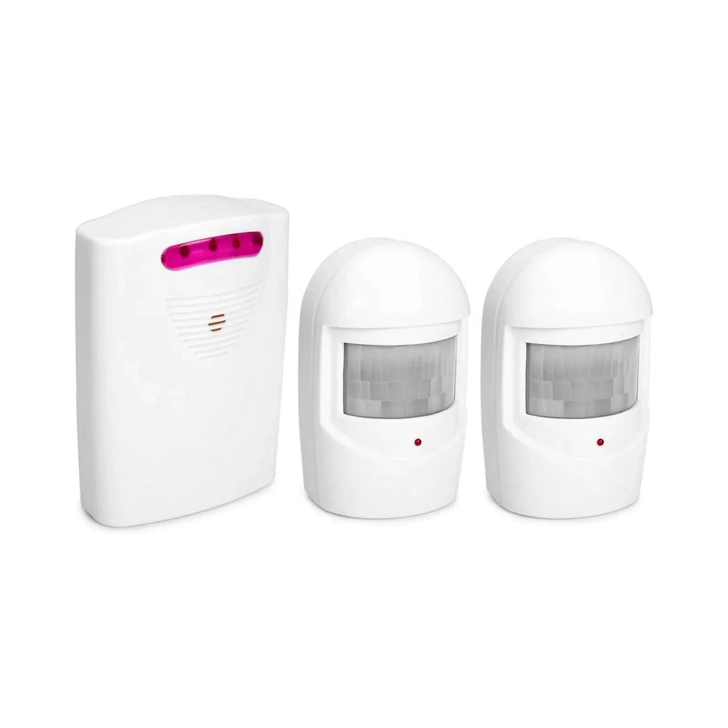 Andoer Multifunctional Wireless Driveway Alarm IR Motion Sensor Alarm Doorbell 1 Receiver 2 Transmitters for Home Outdoor Use