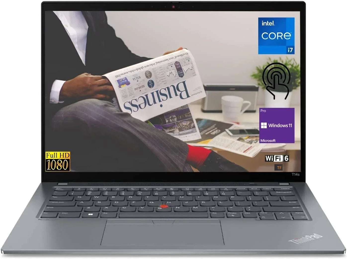 Premium Thinkpad T14s Gen2 Biz Portable computer 14" FHD IPS Touch Display | 11th Gen Core i7-1165G7 | 16GB RAM | 2TB SSD | Backlit-KYB | FP-Reader | WiFi-6 | Thunderbolt | Win11 Pro | TF