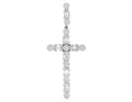 Unisex 10K White Gold Real Diamond Flower Cluster Baguette Cross 2" 1.2CT