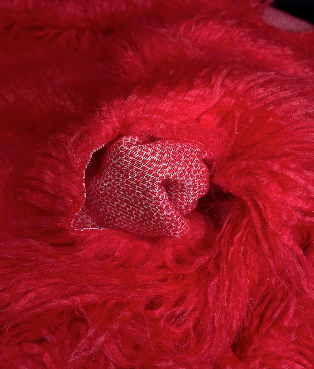 Faux Fake CURLY Yak FUR 3.5" LONG Pile Japanese Fire Retardant Yarn 2.3oz Per Yard / Craft, Sewing Cosplay 58" Wide Sold by Continuous Yard (Fire Red)