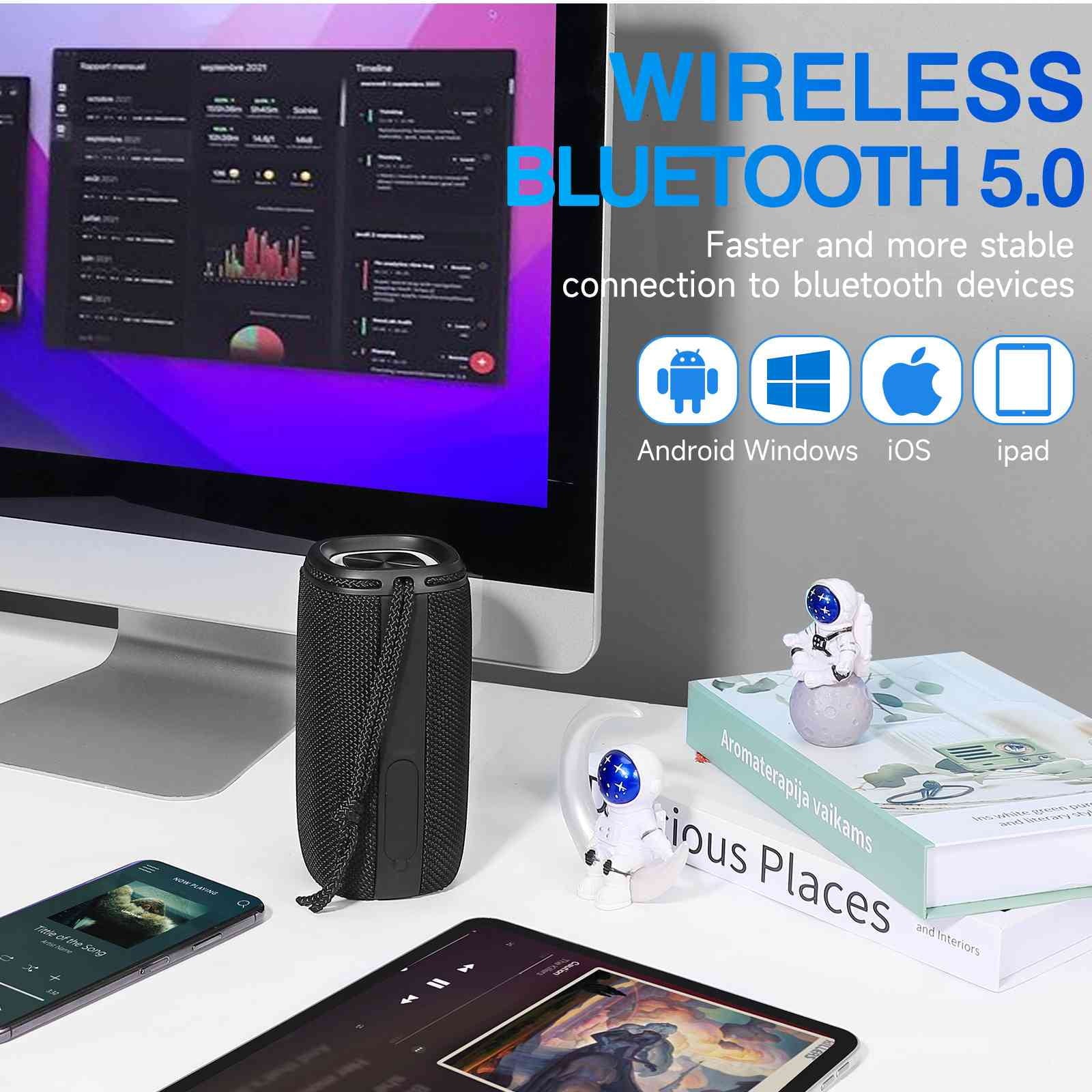 UrbanX X808 Bluetooth Speaker, IPX5 Fluid Speakers 360° HD Surround Sound with Punchy Bass, True Wireless Pairing, BT5.3, Portable Speaker for Nokia 3.1 - Black
