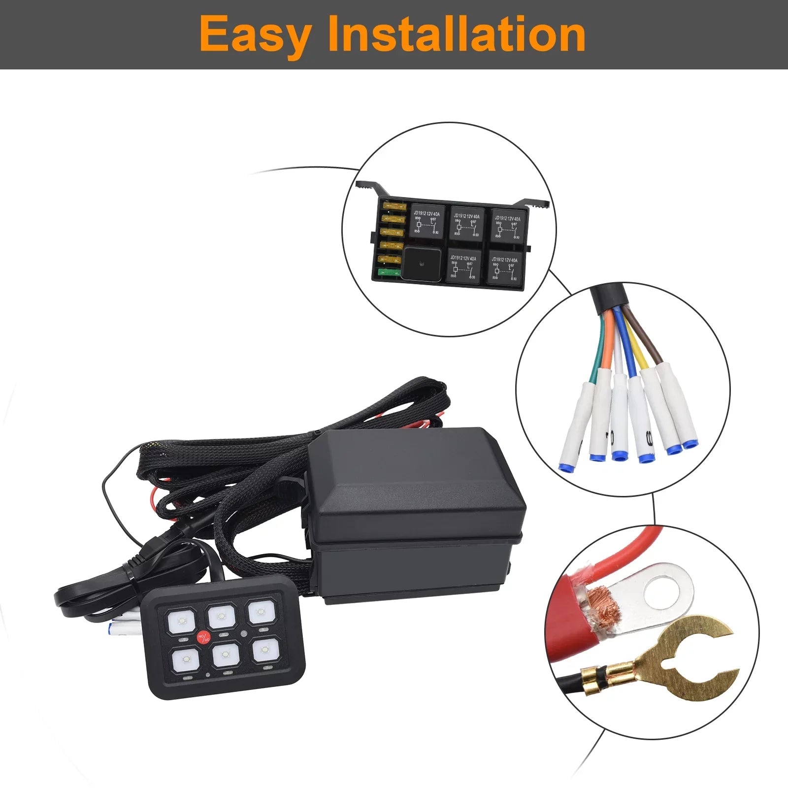 Geloo 6 Gang Switch Panel Toggle Switch Pod Multi-Function Offroad Switch Box Blue LED Switch Panel Circuit Control Relay System for Car Truck UTV ATV