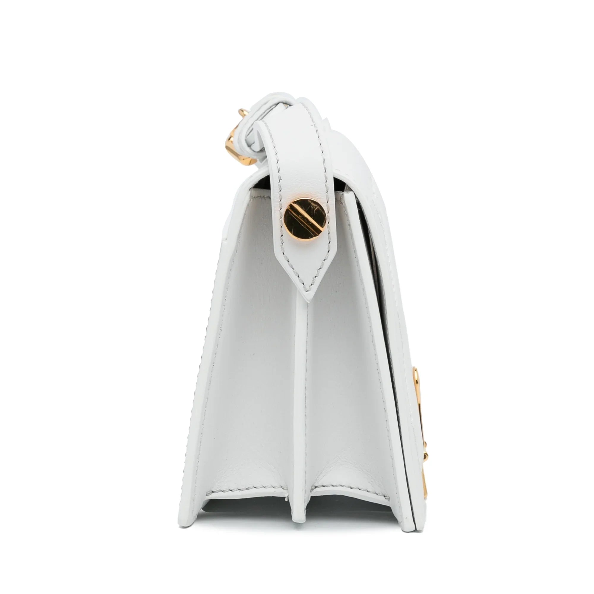 Pre-Owned Authenticated Off-White Baby Binder Clip Crossbody Bag Calf Leather White Unisex (Good)