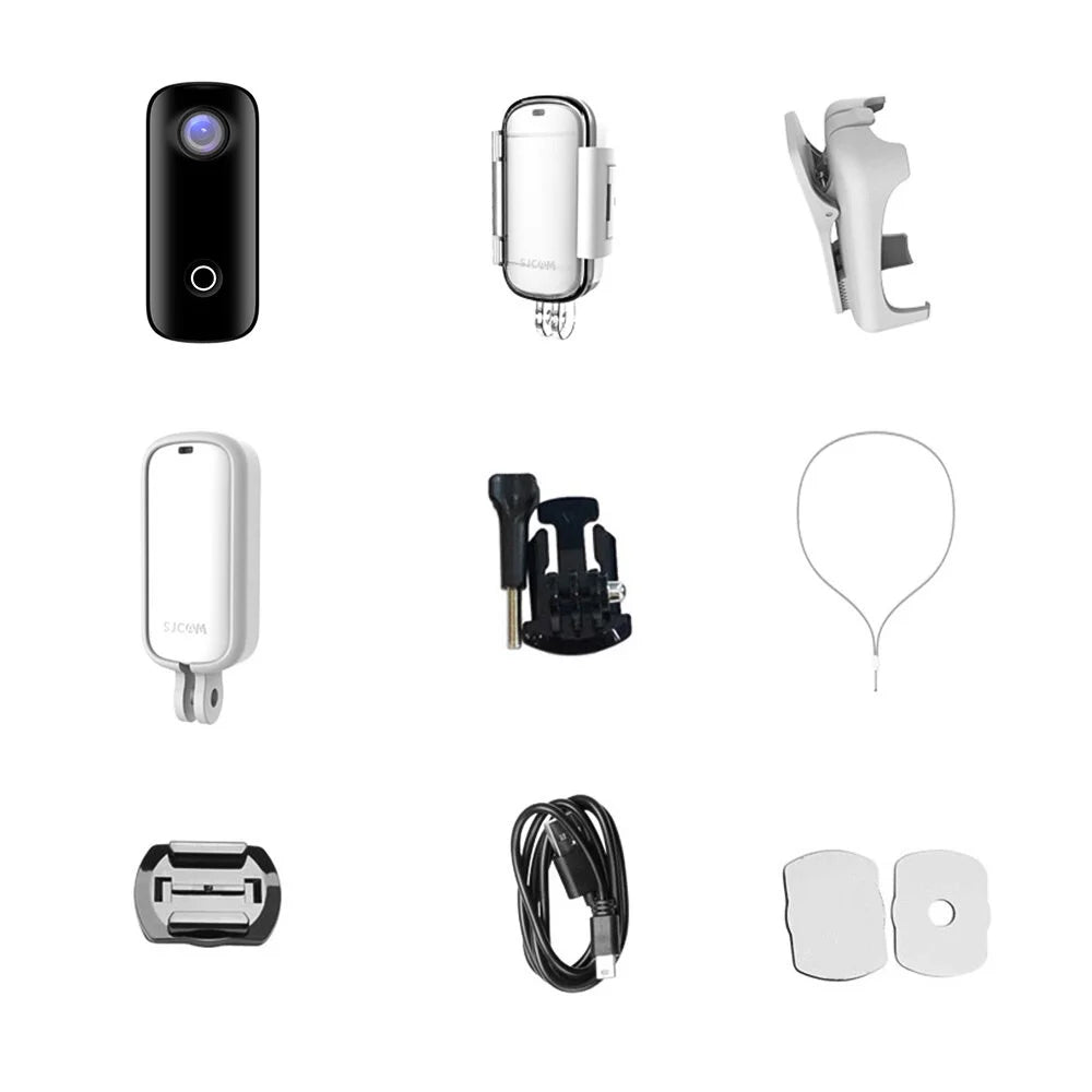 SJCAM C100 Mini Action Camera 1080P/30fps Digital Video Camera 30M Fluid Magnetic Body Built-in Battery WiFi Connection APP Sharing with Fluid Case Back Clip Lanyard