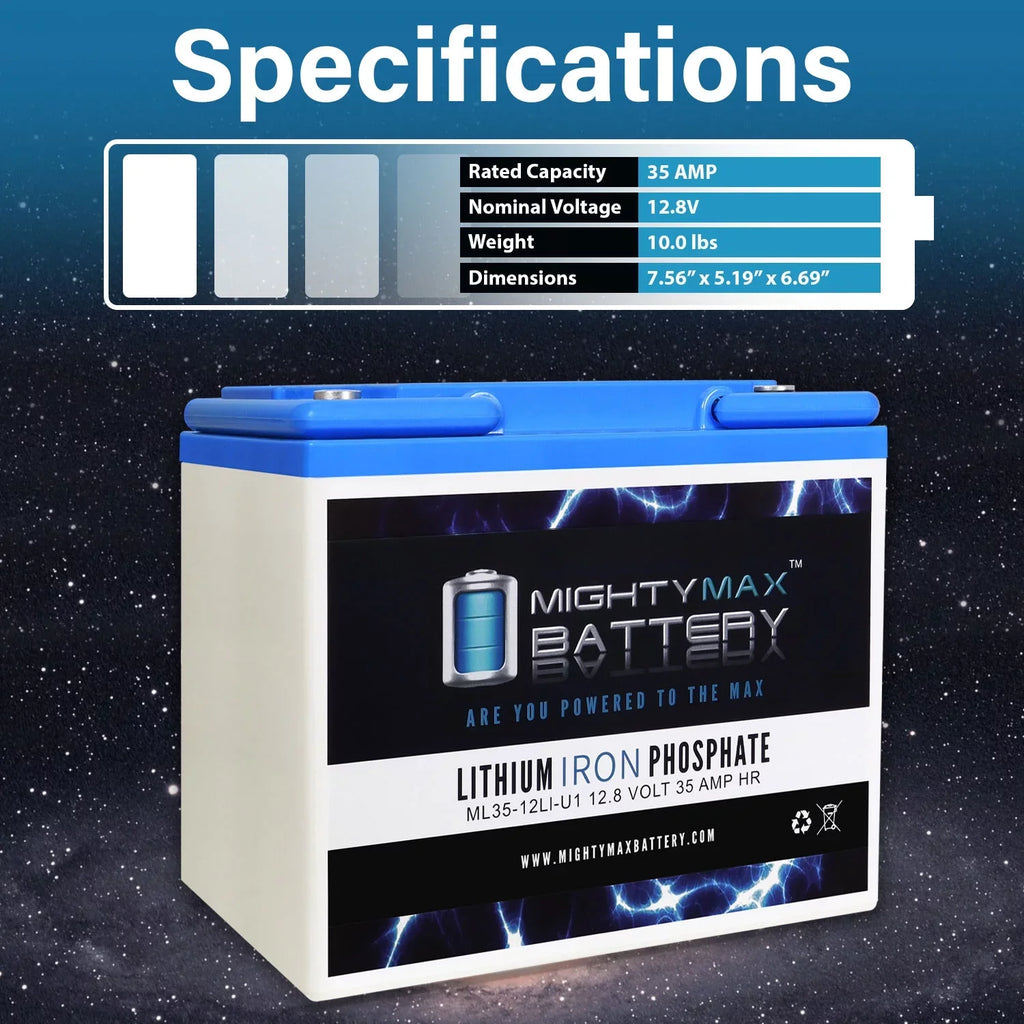 12V 35AH U1 Lithium Replacement Battery for Titan PWR Motorized Wheelchair