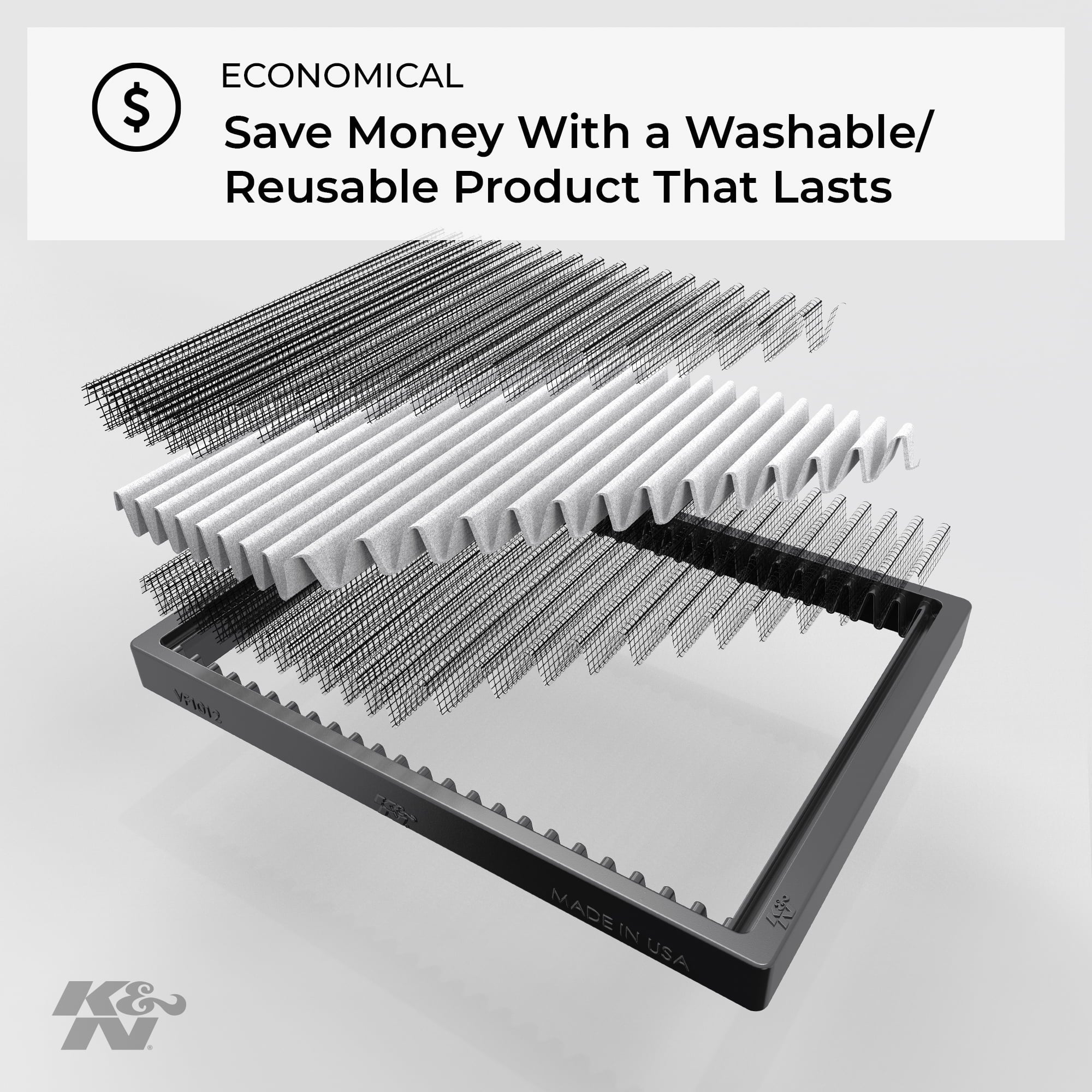K&N Cabin Air Filter: Washable and Reusable: Designed For Select 2010-2015 Chevy Camaro Vehicle Models, VF3017