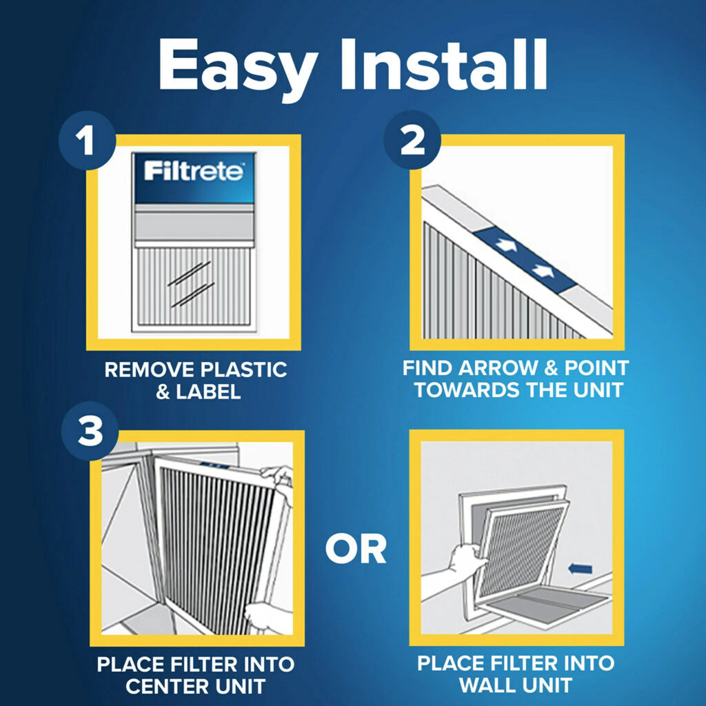 Filtrete 12x12x1 Air Filter, MPR 1500 MERV 12, Advanced Allergen Reduction, 4 Filters