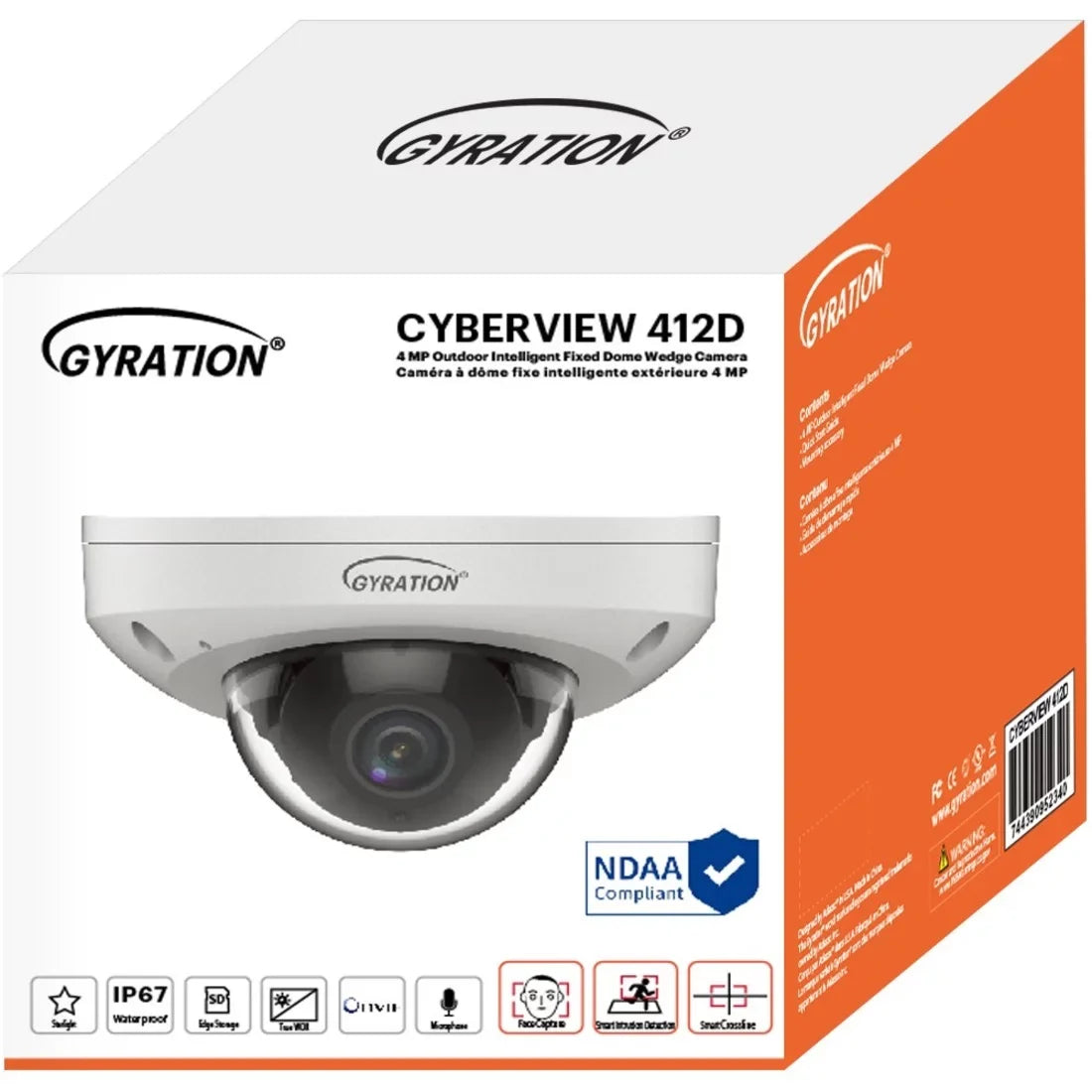 Gyration CYBERVIEW 412D 4 Megapixel Indoor/Outdoor HD Network Camera, Color, Wedge Dome