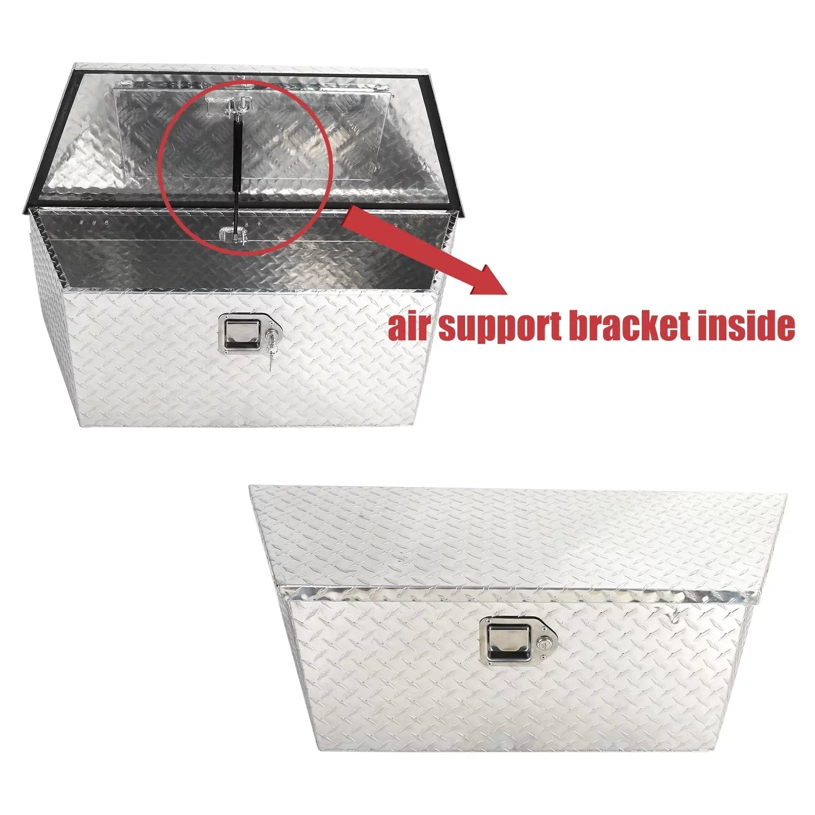 Confote Heavy Duty Aluminum Diamond Plate Trailer Tongue Box with Lock and Keys for Secure Tool Storage on Your Trailer, Silver,39 x 16.5 x 12 Inches