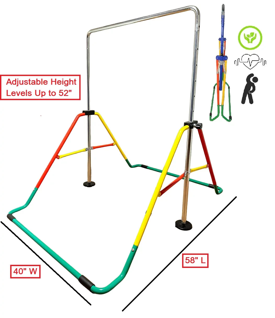 NEW Iron Bar Kids Jungle Gym with Height Adjustable Feature Foldable Jungle Gym for Beginners Horizontal Kip Bar Multicolor
